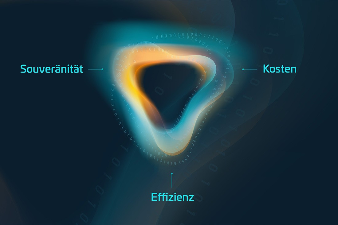 Grafik Dreieck mit den Punkten Souveränität, Kosten und Effizienz