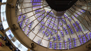 Blick von der Kuppel im Reichstagsgebäude in Berlin